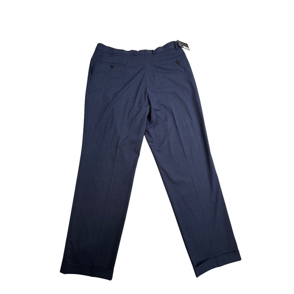 Ralph Lauren Mens 40X32 Navy Plaid Dress Pleated Pants RN90736 EMANPDGXD